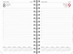 Päiväkirja musta muovikansi parikierresidottu 2026