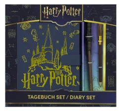 Päiväkirjasetti A5 Harry Potter, päiväkirja taikasauva kuulakärkikynä & “noidan luuta” lyijykynä