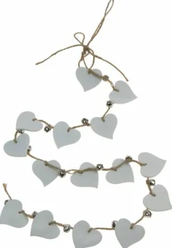 Puusydämet & kulkuset Weiste 70cm 15 valkoista sydäntä