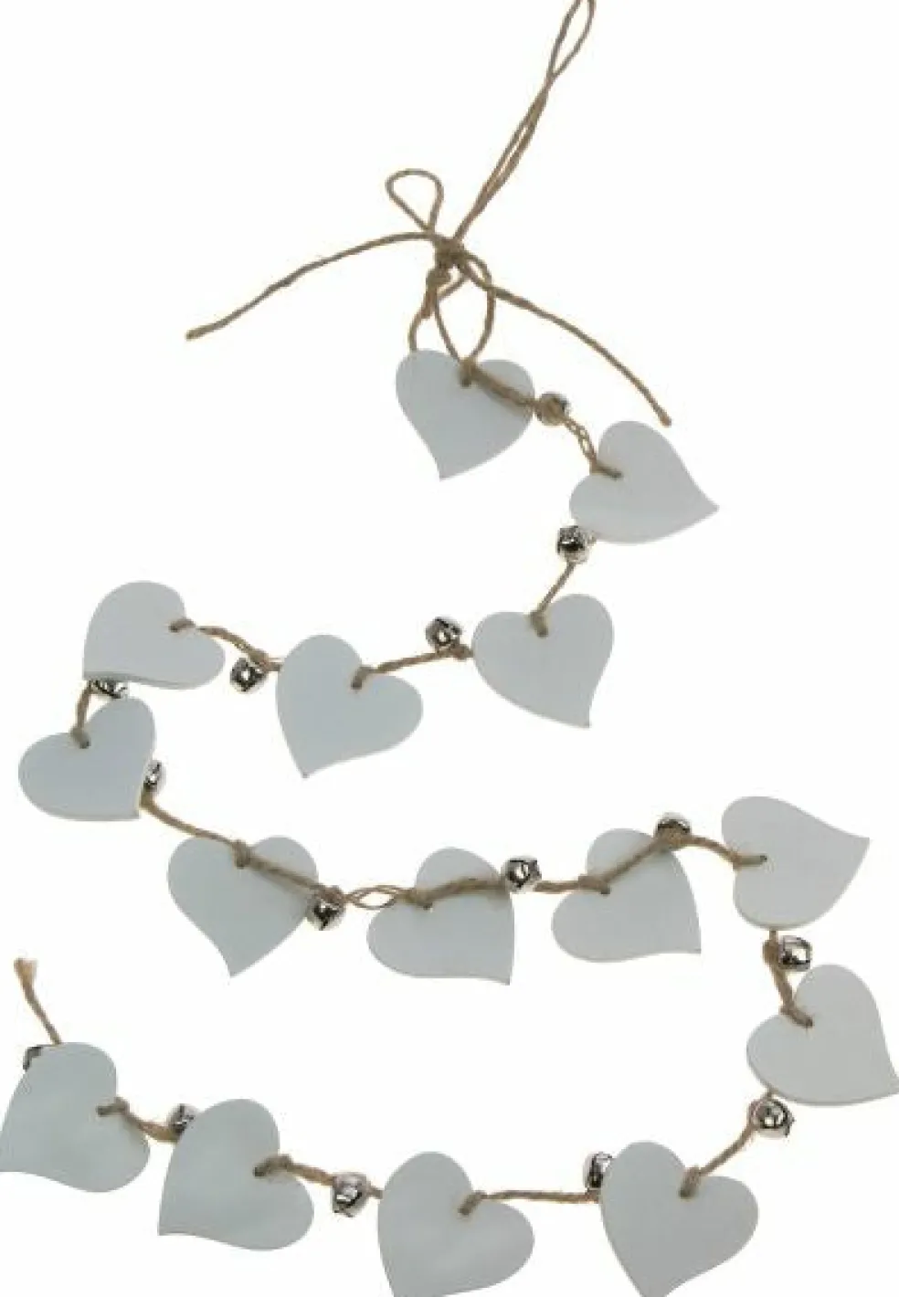 Puusydämet & kulkuset Weiste 70cm 15 valkoista sydäntä