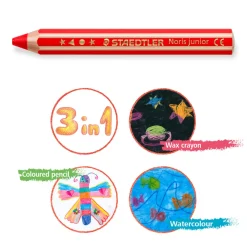Puuvärikynä 6kpl Staedtler Noris junior 3 in 1