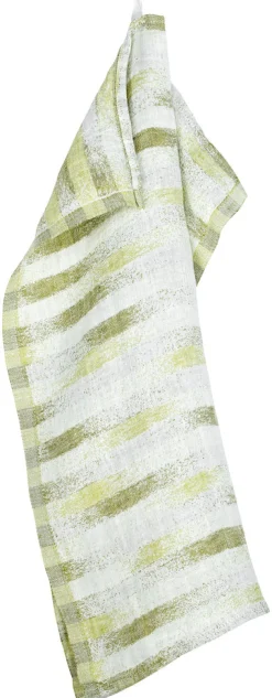 Pyyhe Lapuan Kankurit Hohto 46x60cm, valko-vihreä 100% pesty pellava