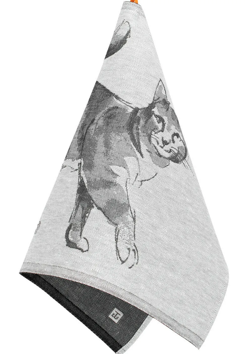 Pyyhe Lapuan Kankurit Kissa x Teemu Järvi 46x70cm, valko-musta pellava-puuvilla