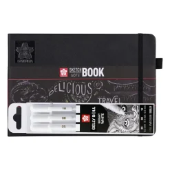 Sakura luonnoskirja ja Gelly roll kynät 3kpl