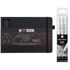 Sakura luonnoskirja ja Gelly roll kynät 3kpl