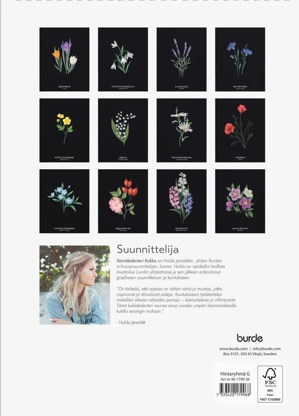 Seinäkalenteri Kukka 2026