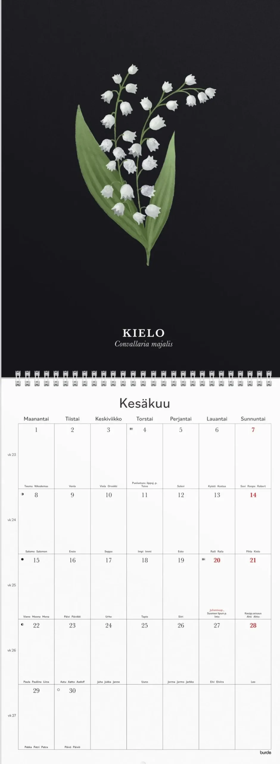 Seinäkalenteri Kukka 2026