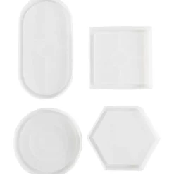 Silikonimuotti alusta 4 kpl soikea, pyöreä, neliö ja kuusikulmainen