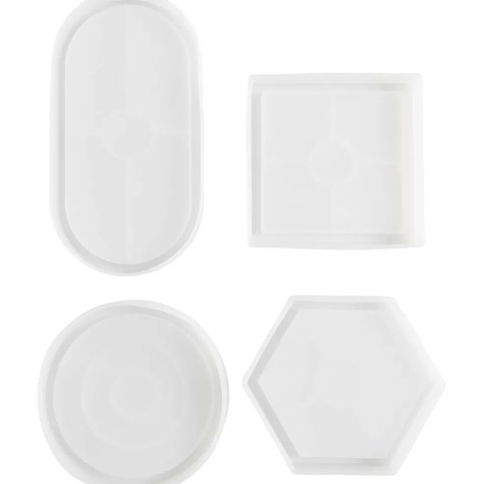 Silikonimuotti alusta 4 kpl soikea, pyöreä, neliö ja kuusikulmainen