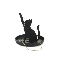 Sormusteline musta metallinen kissa Balvi