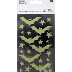 Tarra-arkki 4 kpl lepakko pimeässä hohtava Rico Design