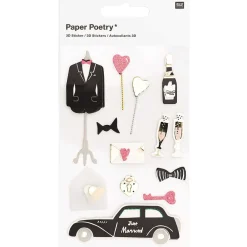 Tarra-arkki 3D-tarra hääpari Rico Design