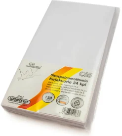 Tarrakuori C65/24 kpl, 120g valkoinen sisuspainamaton