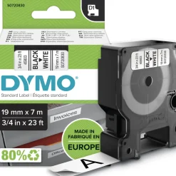 Tarrateippi DYMO D1 19mm Musta/Valkoinen