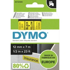 Tarrateippi DYMO D1 12mm Musta/Keltainen