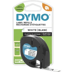Tarrateippi Dymo L-TAG 12mm Musta/Valkoinen