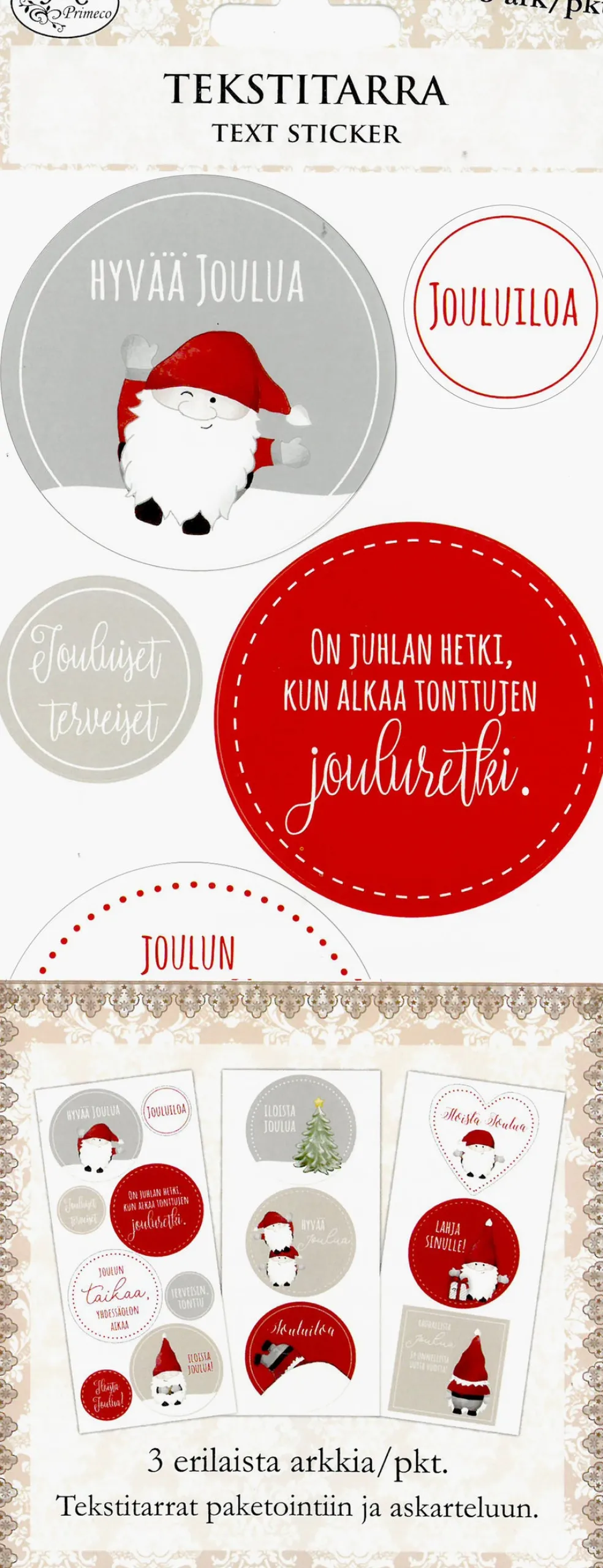 Tekstitarra Iso Tonttu 3 arkkia