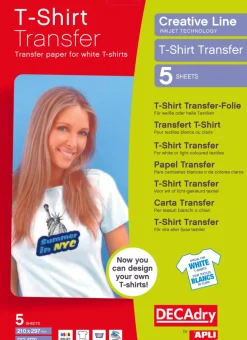 Tulostuspaperi t-paidalle, 5 kpl Decadry valkoinen