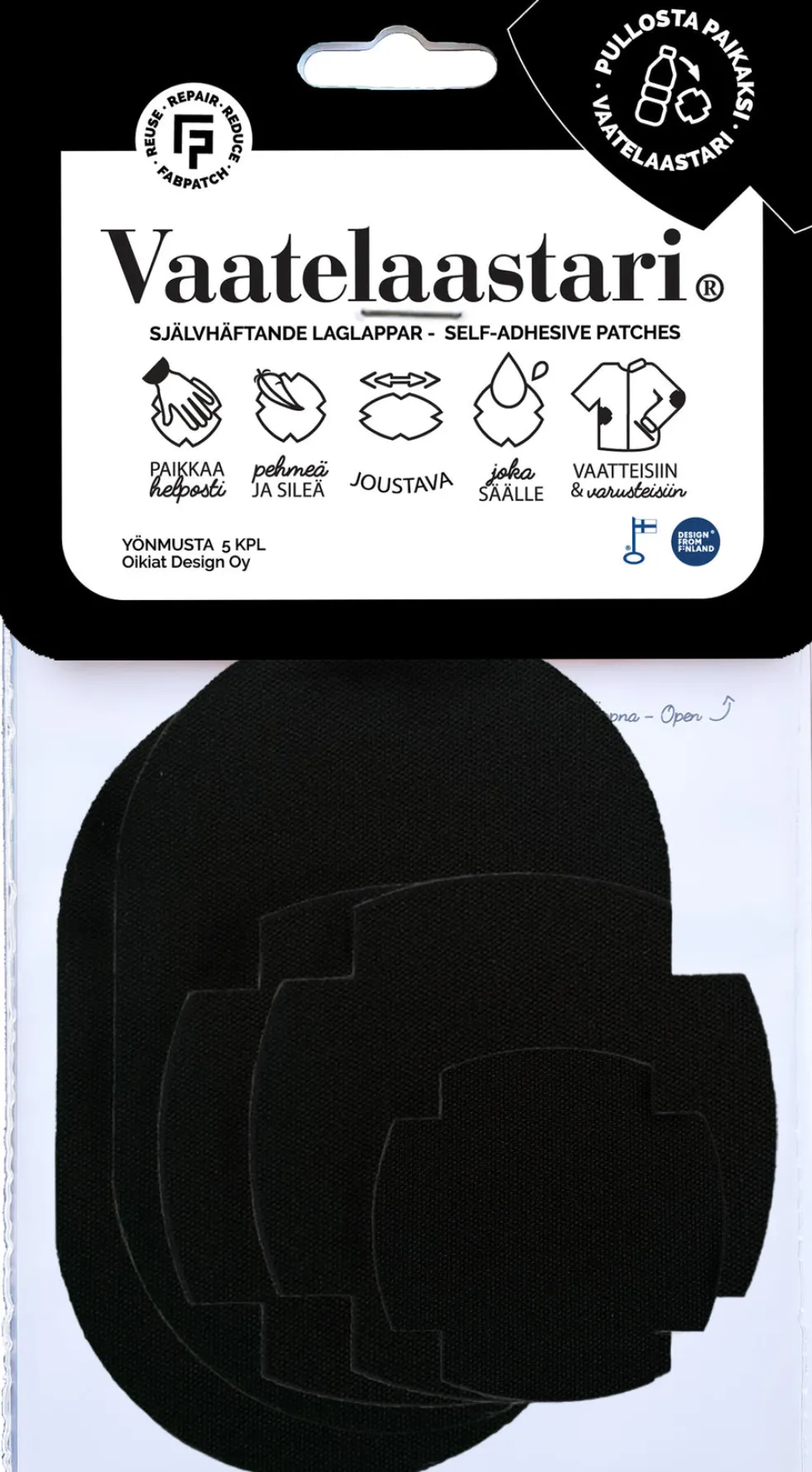 Vaatelaastari Yönmusta 5 kpl/pkt