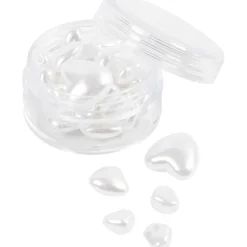 Vahahelmet 32 kpl sydämet helmiäisvalkoiset