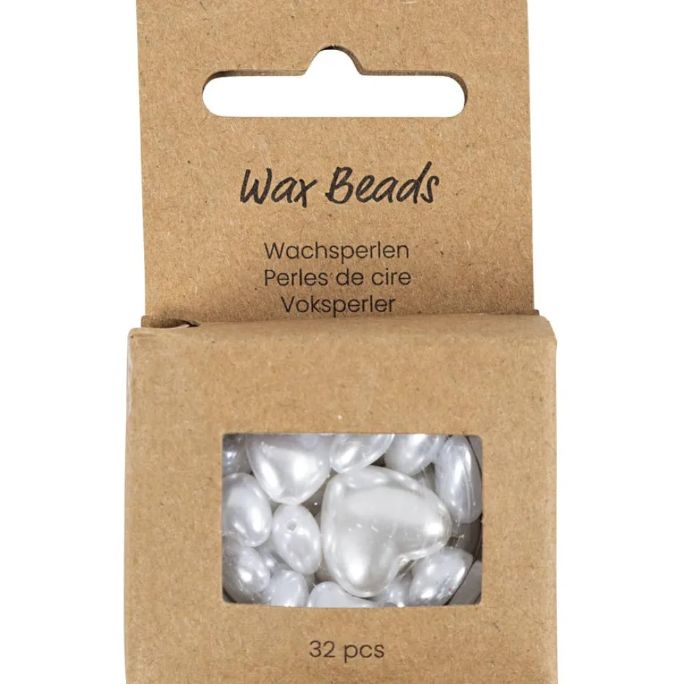 Vahahelmet 32 kpl sydämet helmiäisvalkoiset