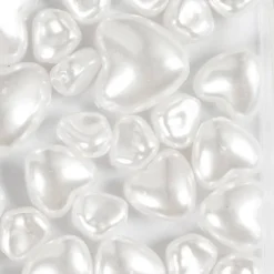 Vahahelmet 32 kpl sydämet helmiäisvalkoiset