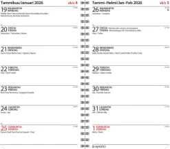 Viikkopäivyri/Veckodatumvisare 14 Eko, musta 2026