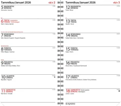 Viikkopäivyri/Veckodatumvisare 14, tummanharmaa 2026