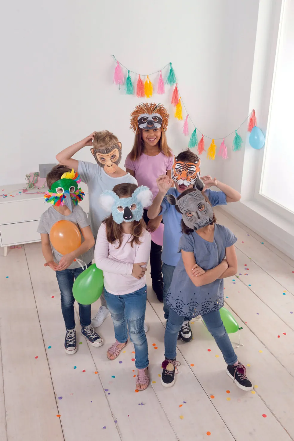 Väritettävät naamarit 6 kpl eläimet