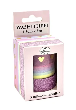 Washiteippi 1,5cm x 5m Sateenkaari 3 rullaa
